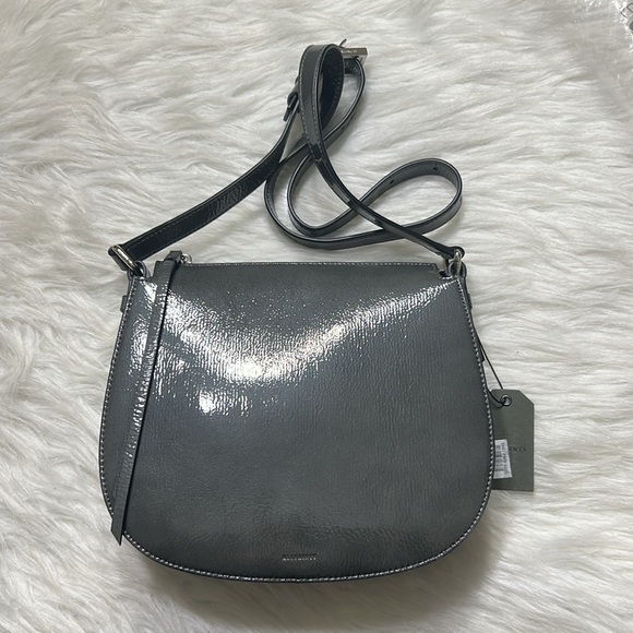 ALLSAINTS Captain Round Crossbody Ash Grey NWT - Picture 4 of 13